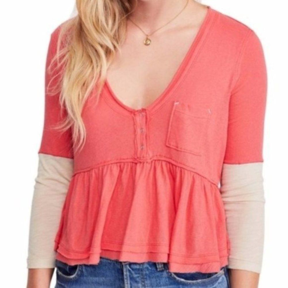 FREE PEOPLE Heart of Mine Colorblock Cotton Top